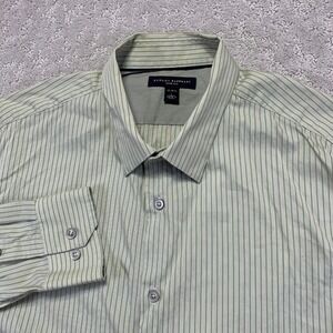 Banana Republic Green Striped Casual Button Down Shirt